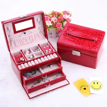 

Joyero Organizador Free Shipping 2019 Jewelry Es Three Layers Of Double Exhaust Portable Accessories Bin Pu Wholesale Boxes