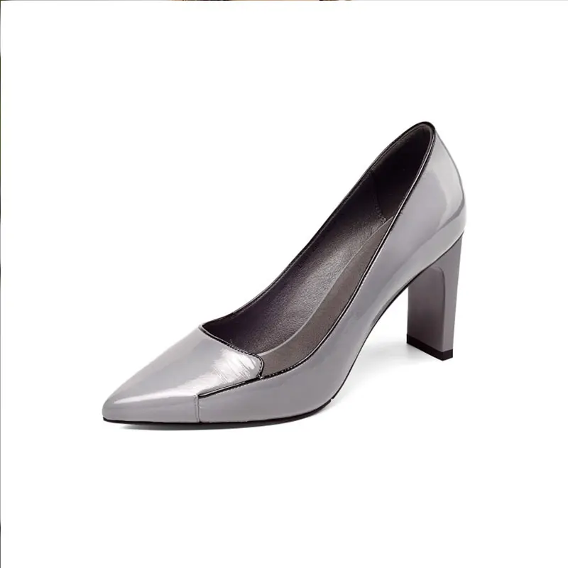 

New Genuine Cattle Paint Leather High Heels Women's Fashion Binding Party Wedding Office Dress Pumps