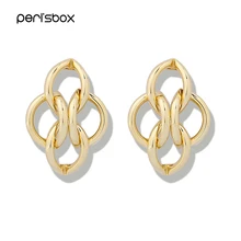 Серьги-гвоздики Peri'sBox золотистого и серебряного цвета с разноцветными кругами для женщин, геометрические полые серьги в стиле бохо, металлические большие серьги-гвоздики, ювелирные изделия