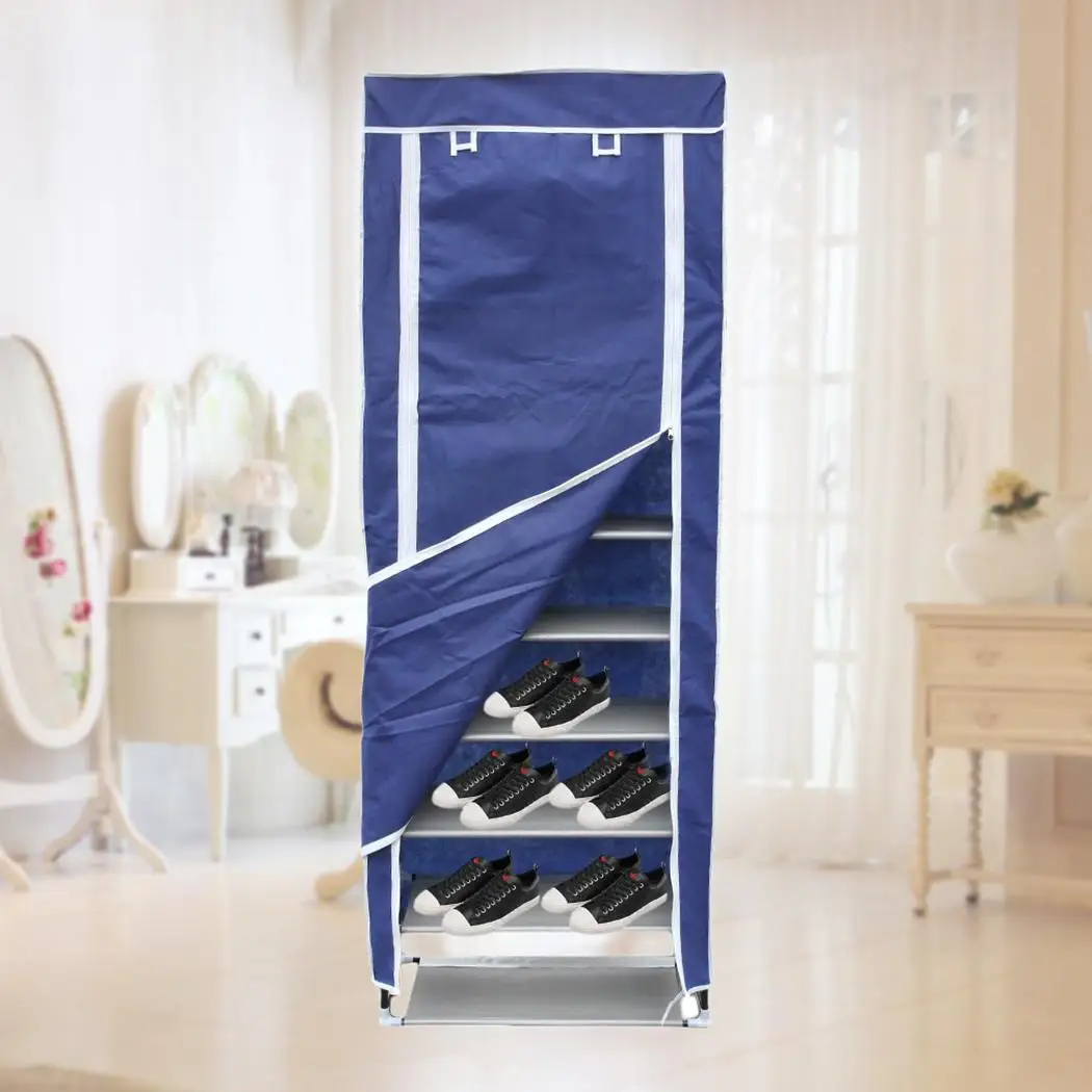 

Durable 10 Layer 9 Grids Large Capacity Shoe Cabinet Shoes Storage Blue Racks