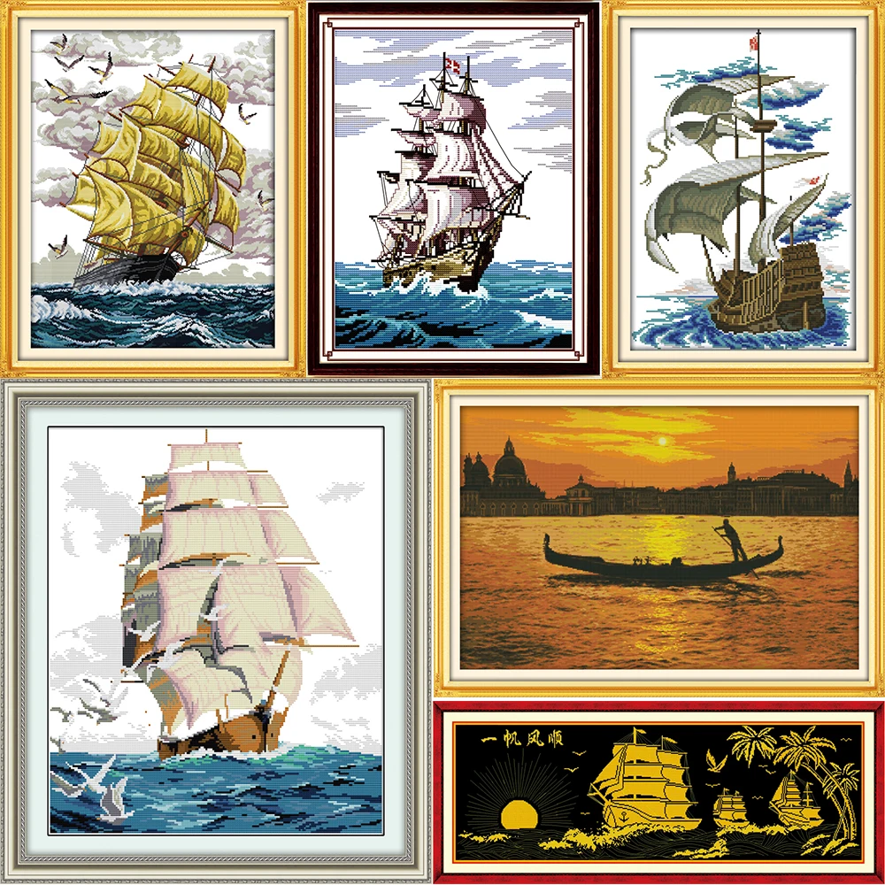Набор для вышивки крестиком Joy Sunday Sail beauty of the river sea|Упаковка| |