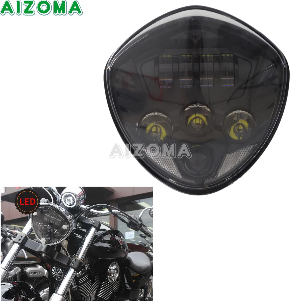 Motorcycle Black Victory LED Headlight Cruisers Hi/Lo Beam Bullet Head Light Indicators For Harley Custom Choppers 2007-2016 Motorcycle Black Victory LED Headlight Cruisers Hi/Lo Beam Bullet Head Light Indicators For Harley Custom Choppers 2007-2016