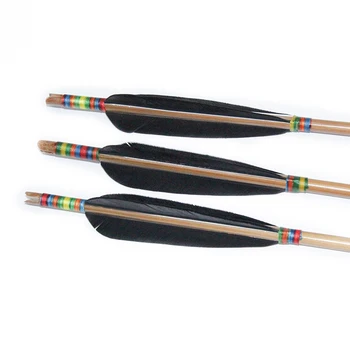 

YINOW Bow Archery Shooting Hunting Black Turkey Feather Bamboo Arrows Hunting Arrow