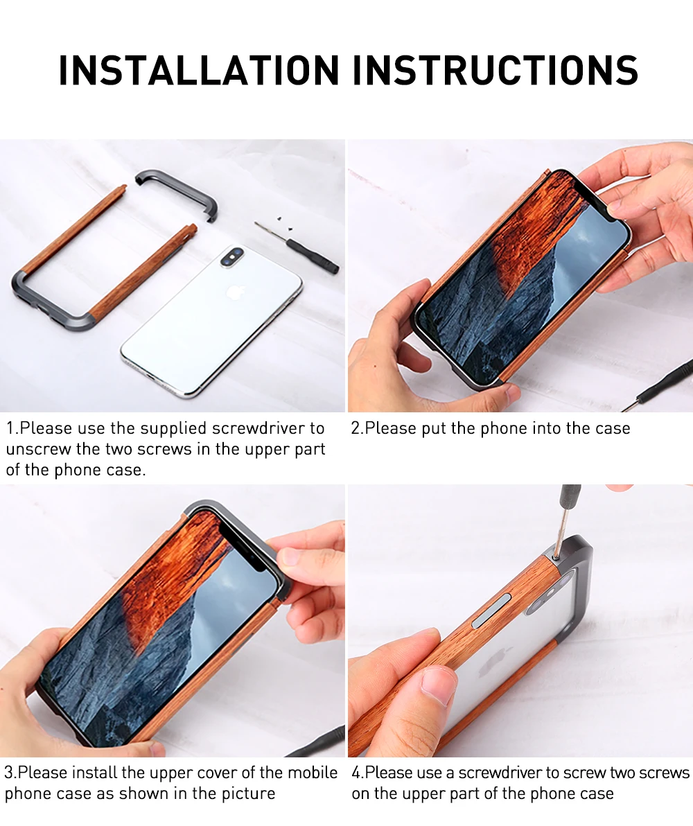 Phone Case For iPhone 11 11 Pro 11 Pro Max Luxury Hard Metal Aluminum Wood Protective Bumper Phone Case for iPhone XS X