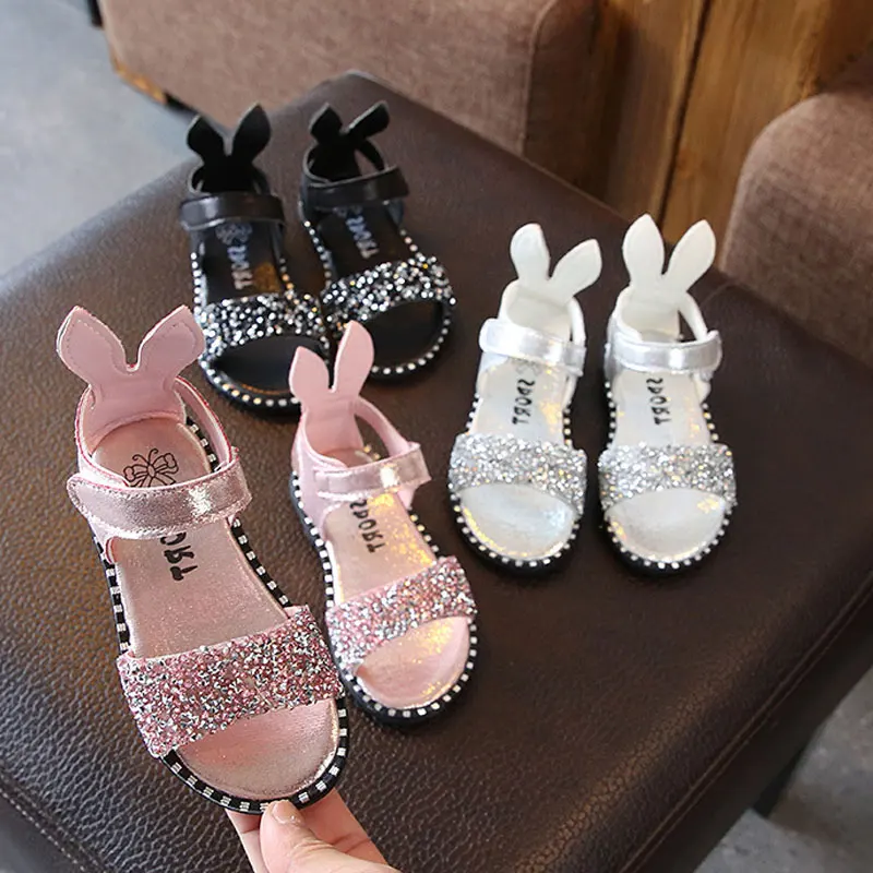 

Summer Children's Sandals Girls Sequined Rhinestone Roman Shoes Toddler Baby Small Kids Student Flat Shoes Size21-30 Sandals