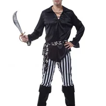 Черный тюрбан уголовного Косплэй Хэллоуин Детский костюм для вечеринок, Одноглазый пираты, Черный и белый цвета платье
