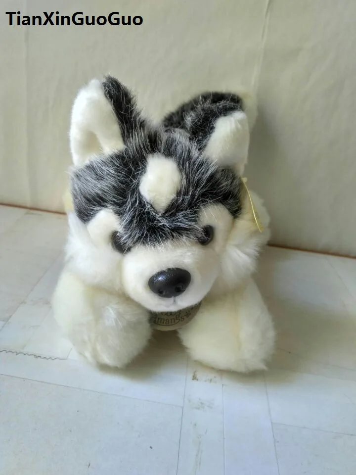 Siberian Husky Dog Plush Toy Dog Soft Stuffed Toy Husky Doll birthday Gift B-W