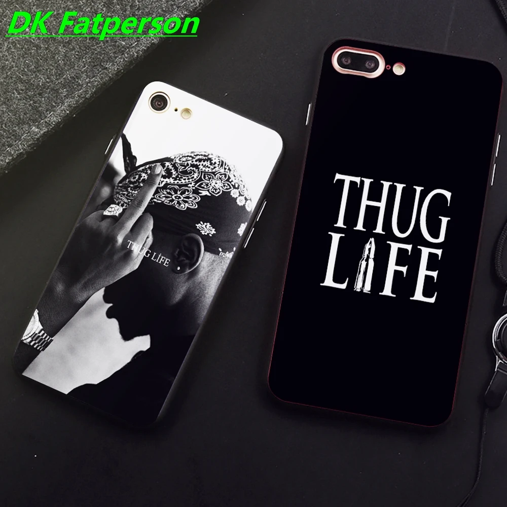 

DK 2Pac THUG LIFE Hip hop king phone case black cover for Samsung s8 s9plus S6 S7Edge S5 for iPhone 6 6s 7 8plus 5 X XS XR XSMax