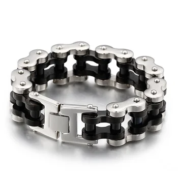 

GNAYY jewelry 201g Heavyweight Stainless steel Hip-hop biker Motorcycle chain Men's Bracelet Large Bangle 9''