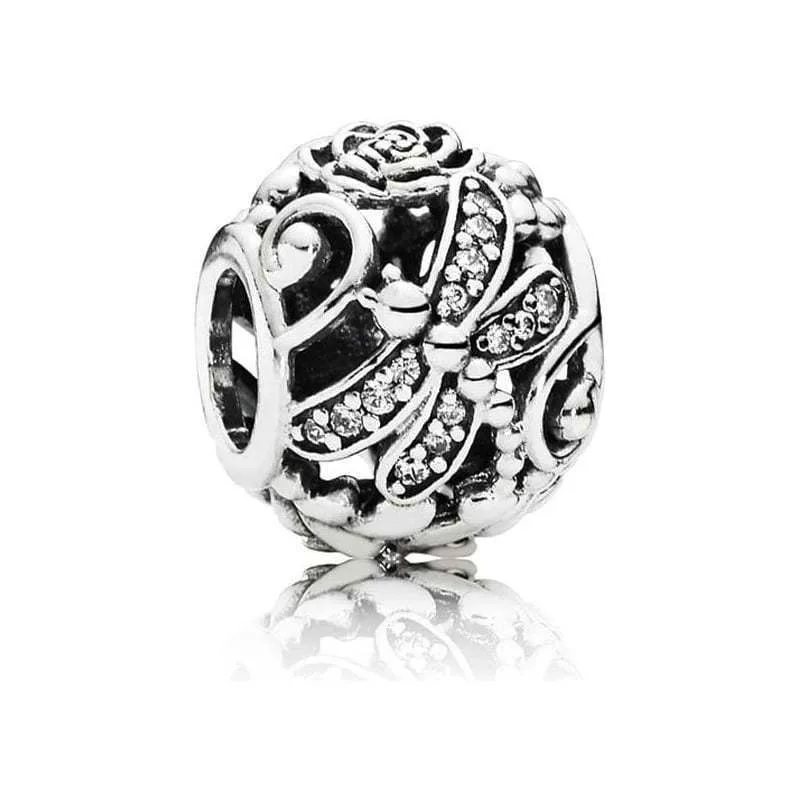 New 925 Sterling Silver Cheap Charms Wholesale Dragonfly Charms With Stone Suitable for Pandora ...