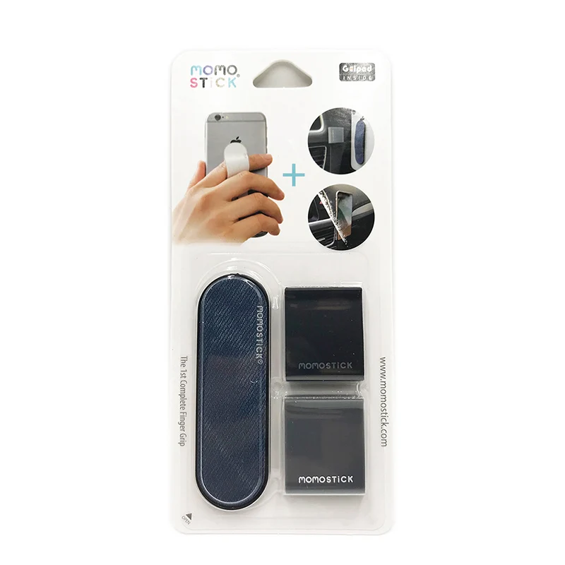 Универсальный держатель для кольца на палец, кожаное кольцо для мобильного телефона, беспроводное зарядное устройство, Многополосная смарт-наклейка на заднюю панель - Цвет: Blue denim Clip