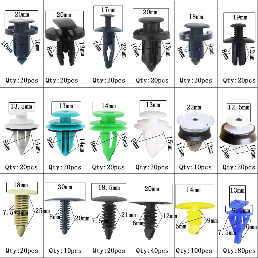 500 шт универсальные автомобильные крепежные элементы в коробке, накладка на дверь, заклепка на автомобильный бампер, фиксатор, защелка на потолок