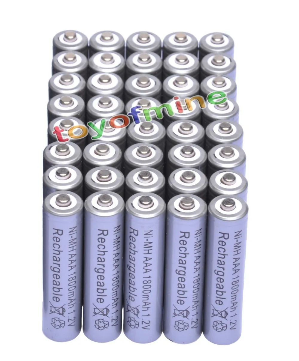 40x AAA 1800mAh 3A 1.2 V Ni MH Grey Rechargeable Battery Cell for MP3