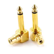 FULL-2-PACK RCA Female Jack до 1/4 дюймов моно-штекер прямоугольный аудио адаптер, золото