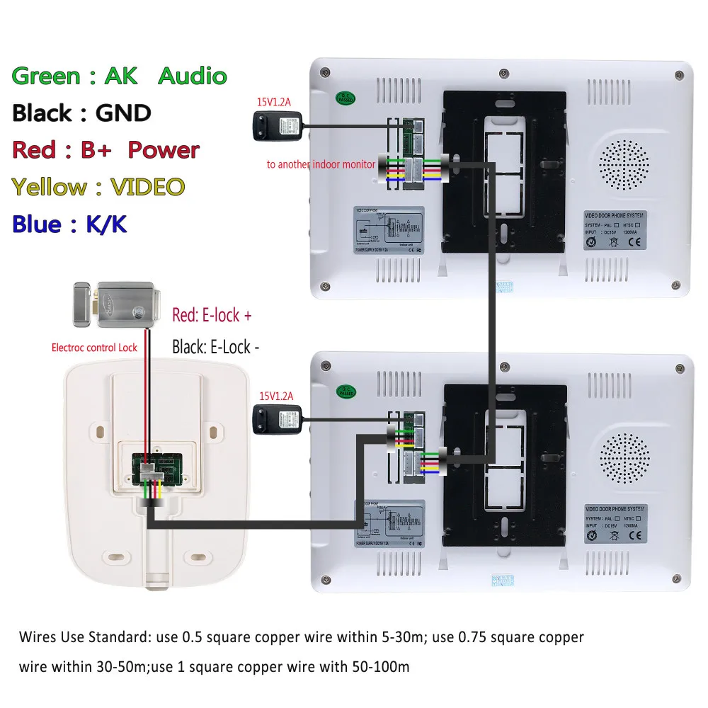 D253b Горячие Продажа 7 Дюймов Экран 1V1 Видео Двери Дверной Звонок Домофон Kit 1 камера и 1 монитор Ночного Видения Видео домофон