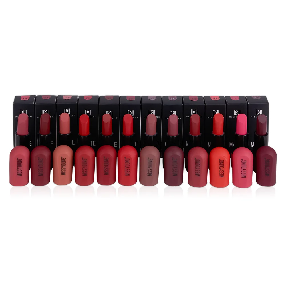 New Fashion Sexy Charming Red Lipstick Matte Waterproof Velvet Lip Stick 12 Colors Pigments Makeup Matte Lipsticks Beauty Lips