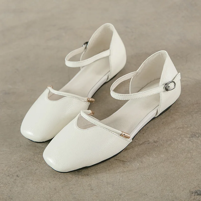 2018 Весенняя, Летняя женская обувь на плоской подошве действительно кожа круглый носок Мэри Джейн сладкие плоские Мокасины для женщин черны...