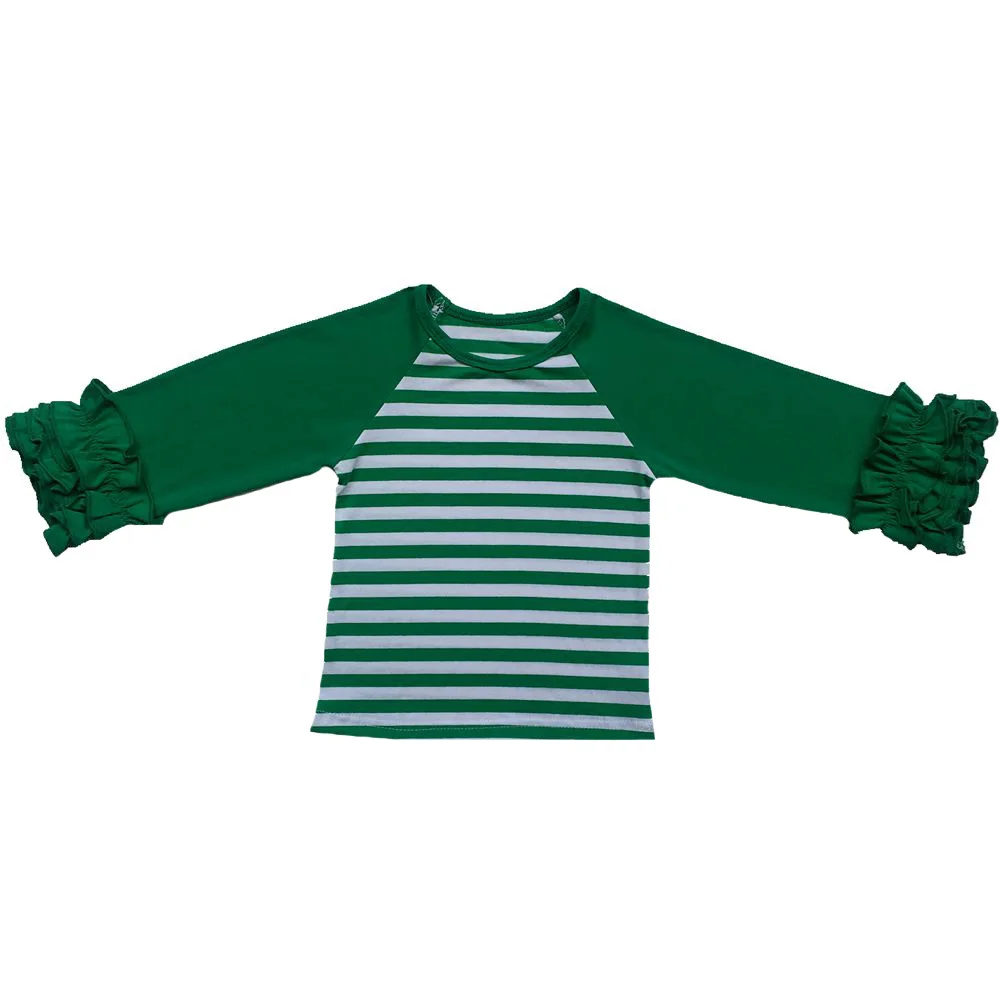 

Hot sale children Long ruffle raglan sleeve top baby girls Xmas clothes kids deer and christmas tree shirt