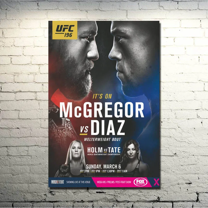 

196 CONOR McGREGOR vs NATE DIAZ MMA High Quality Silk Poster 13x20 24x36 inch Picture For Living Room Decor -002