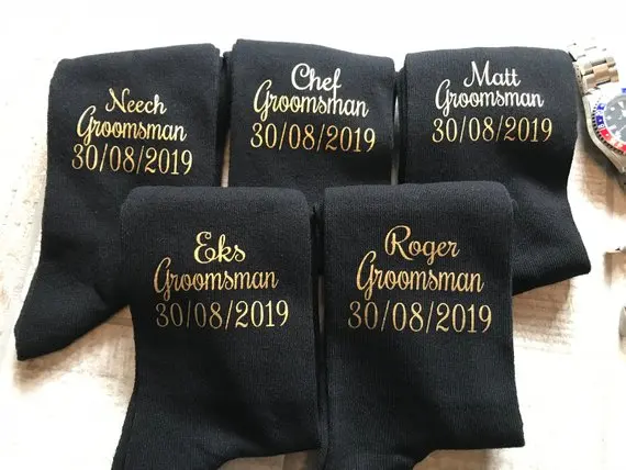 

personalize glitter gold wedding groom best man groomsman socks Bachelorette father of the bride groom usher navy sock gifts