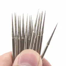 30 pçs 1.5mm diamante cabeça de moagem pontos cônicos agulha bits rebarbas revestido jóias ferramentas lapidação pedra para dremel acessórios