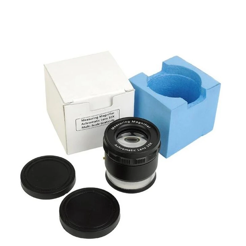 10X LED Illuminated Focus Adjustable Cylindrical Loupe Measuring Magnifier Achromatic Lens with Cross Scale Graticule and 8LED|measuring