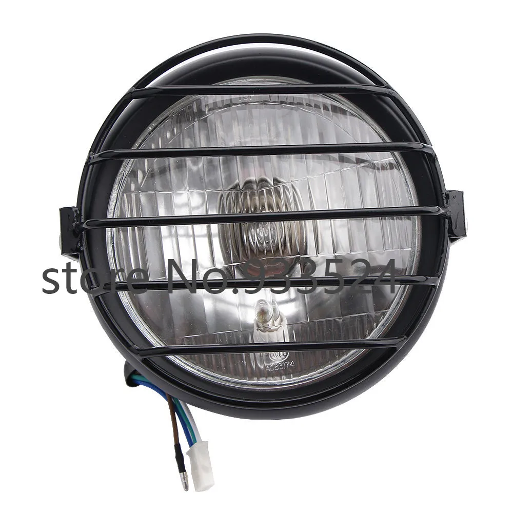 6.5" Retro Motorcycle Side Mount Headlight Grill Cover Black For Honda