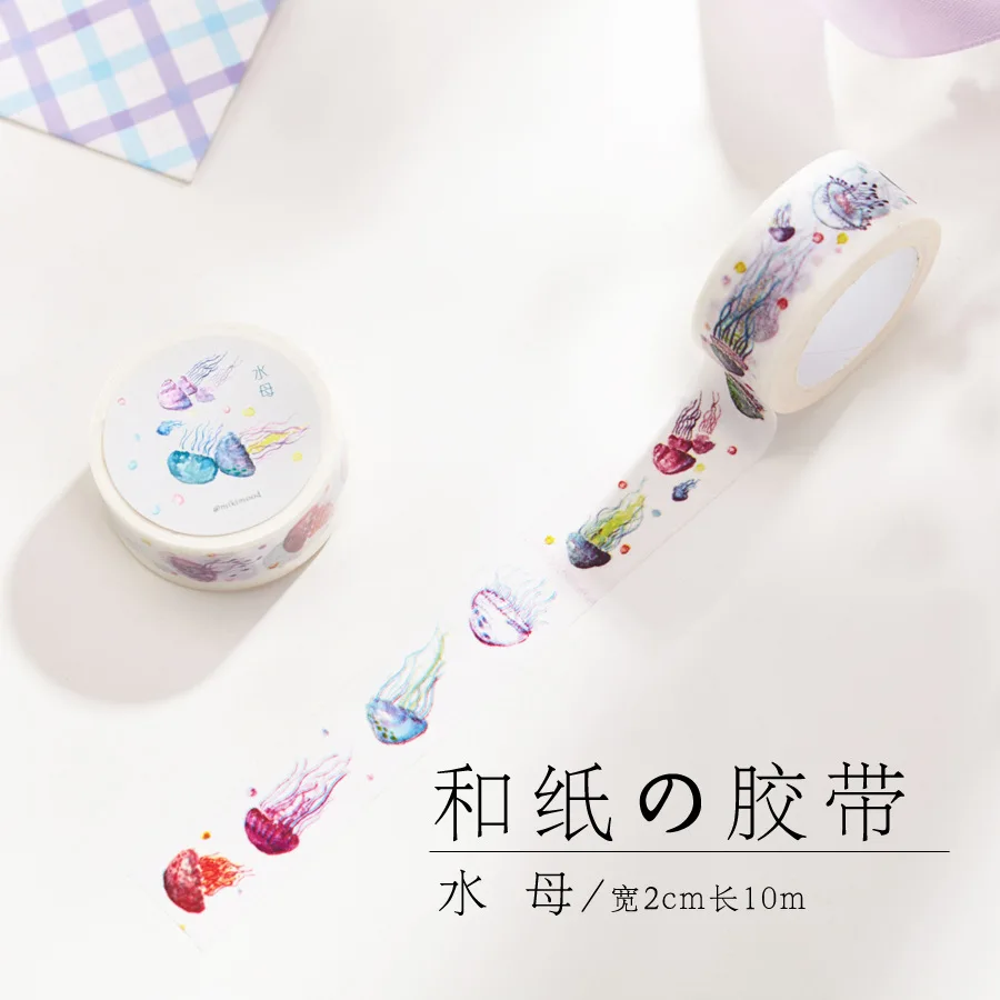 

MIKIMOOD Jellyfish 2cm*10m Diary Notebook Planner Organizer DIY Decorative Stickers Japanese Cute Washi Tape Mashing Tape