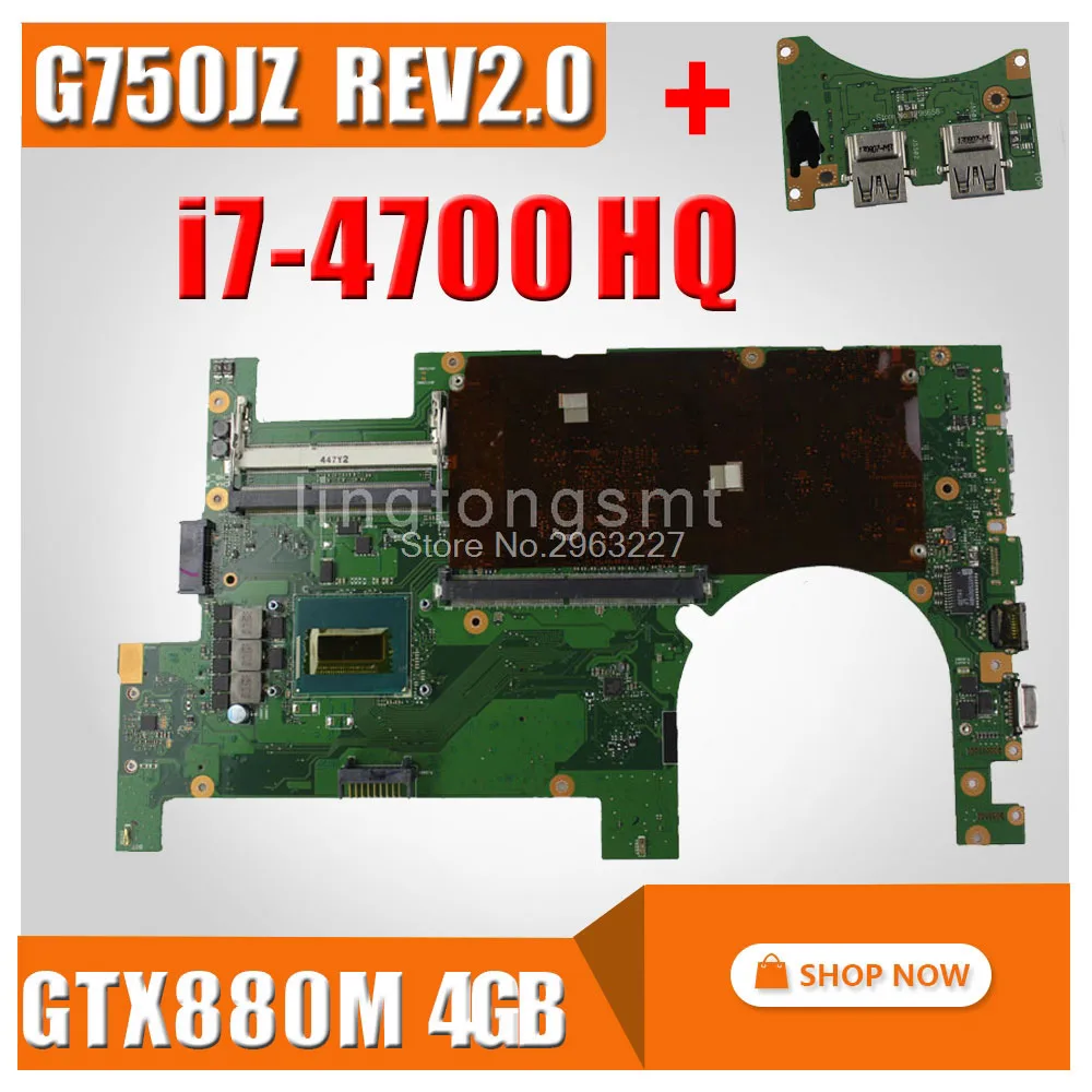 

For Asus G750JZ Laptop motherboard G750JZ REV2.0 Mainboard Processor i7 4700HQ DDR3L 100% test