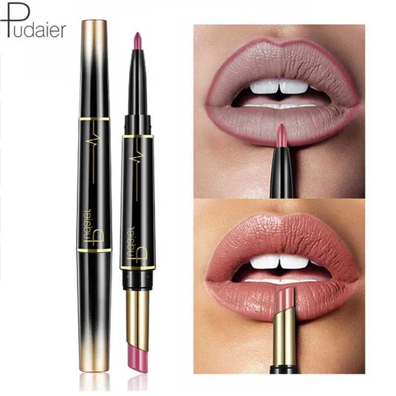 

Pudaier Lipstick Makeup Matte Nude + Lipliner Pencil Moisturizing Double Ended Useful Long Lasting Nude Velvet Pen Cosmetics
