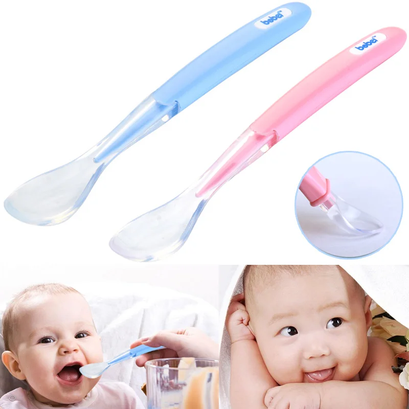 Safe Soft Silicone Baby Spoon Feeding Spoon Lovely Flatware Tableware