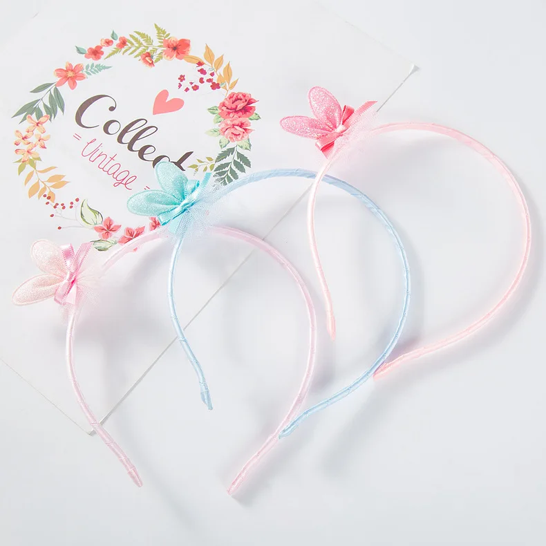 Бутик 15 шт. модные милые блестящие кроличьи уши Hairbands Kawaii Твердые уши животных бантом Жесткий держатели головных уборов аксессуары