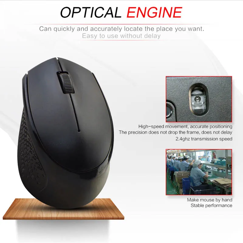 

Wireless Mouse USB 3.0 Receiver Optical Computer Mouse 2.4GHz Ergonomic Mice for Laptop PC IJS998
