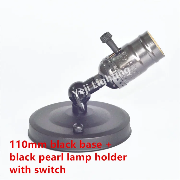 110 мм Черный Потолок Роза Винтаж кулон "черный жемчуг держатель лампы с выключателем E27 светодиодные лампы огни Освещение аксессуары
