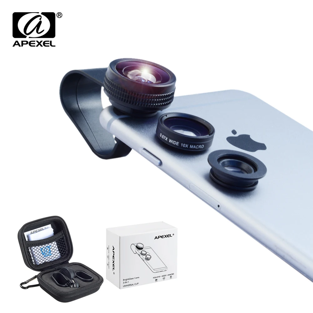 APEXEL Mini Clip on Optic Cell Phone Camera Lens Kit 180