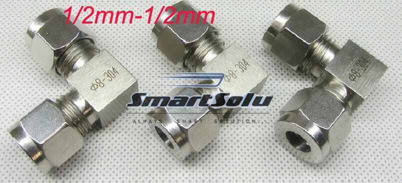 

free shipping 2pc/lots for 1/2mm stainless steel elbow compression fittings stainless steel elbow connectors
