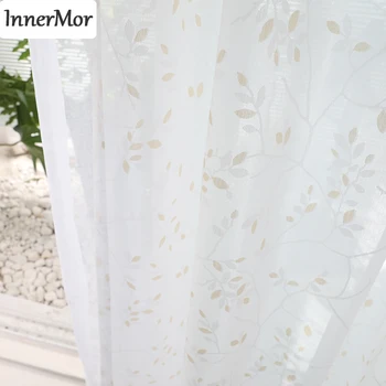 

Innermor Pastoral Style Tulle Curtains For Living room Yarn Dyed leaf Curtains for bedroom simple Tulle for Kitchen Customized