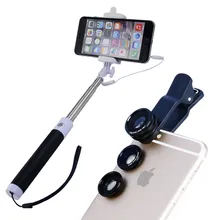 Newest 6 in 1 Phone Camera Lentes Kit 3in1 Clip Fish Eye Lens Wide Angle Macro Lens Monopod Selfie Stick For iPhone 6 s 7 8