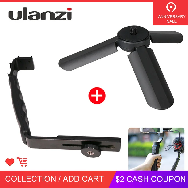 Мини штатив 2 в 1 с кронштейном L и горячими башмаками для Zhiyun Smooth Q 4/DJI OSMO Mobile 3