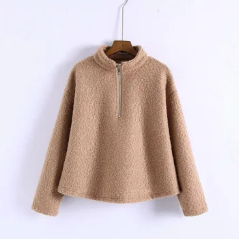 

2020 Spring New Arrival European & American Style Textile Loose Moleton Feminino Inverno Stand Collar Sweatshirt Free Shipping