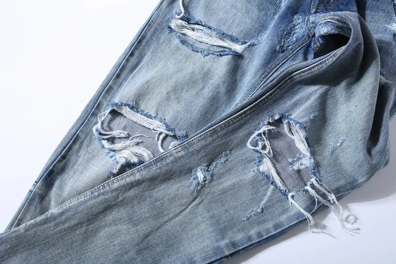 Мужские джинсы с потертостями, облегающие рваные джинсы, Мужские джинсы в стиле хип-хоп с застежкой на лодыжке, байкерские джинсовые штаны, джинсы Джастина Бибера, уличная одежда