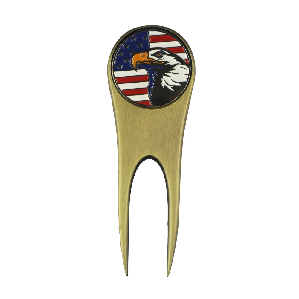 10 типов мячей для гольфа уникальный дизайн с магнитным античным латунным Golf Divot ремонтный инструмент-набор для ремонта гольфа - Цвет: Eagle Marker