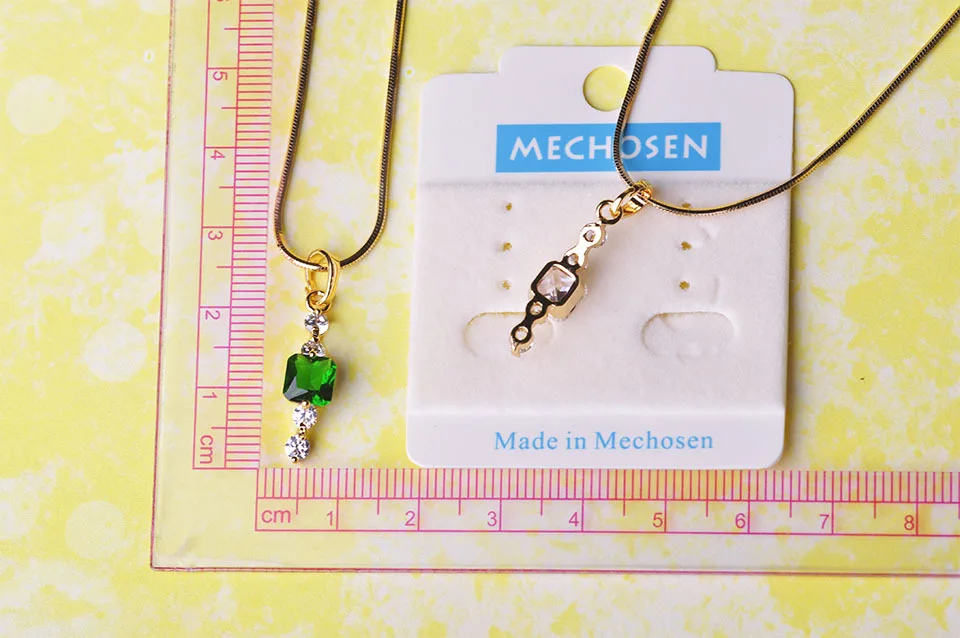 MECHOSEN Классическая горка кулон квадратный горный хрусталь медное ожерелье для женщин девочек воротник костюм свитер вечерние простые