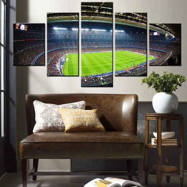 

5 piece Barcelona Messi canvas printed painting for living picture wall art HD print decor modern artworks football field poster
