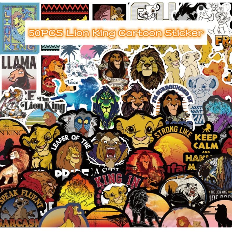 

50PCS Disney Lion King Simba Animal Cartoon PVC Waterproof Sticker Computer Skateboard Motorcycle Luggage Refrigerator Sticker