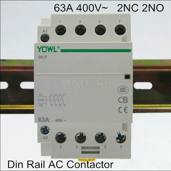 

4P 63A 220V/230V 400V~ 50/60HZ Din rail Household ac contactor 2NC 2NO