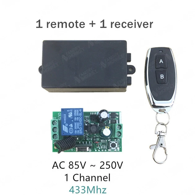 433 МГц универсальный беспроводной пульт дистанционного управления AC 110 В 220 В 1 канал релейный модуль приемника и RF 433 МГц пульт дистанционного управления s - Цвет: 1 Receiver  and 1 RC