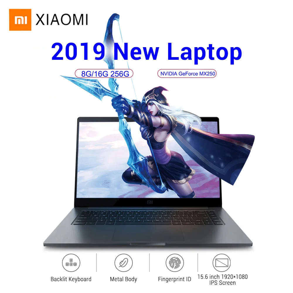  2019 Xiaomi Mi Laptop Notebook Pro 15.6'' Windows10 Intel Quad Core I5/I7 16GB 256GB Fingerprint ID