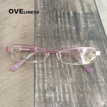 Оптические очки, оправа для очков, оправа для очков, прозрачные очки, розовая оправа для очков, полуоправа, женские очки по рецепту