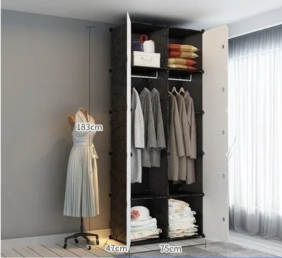 DIY Bedroom Wardrobe Storage Simple Furniture Fold Portable Storage Cabinet Assembly Rack Multi-grid Wardrobe Thickening - Цвет: Многоцветный